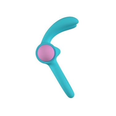 Artistic representation of the Party Color RINY Rabbit Cock Ring, highlighting its unique shape and ergonomic design tailored for pleasure.